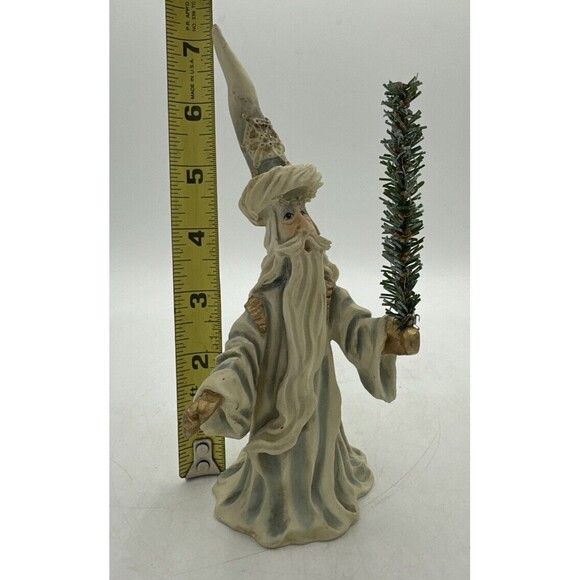 Vintage Allyson Nagel Snow Wizard w/ Tree Figurine Signed 1995 Holiday Decor - Picture 12 of 12